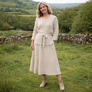 Vintage Pallas 2 Piece Set Women’s Small to Medium Hand knit Irish linen 70s L